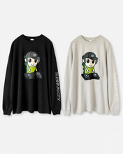 画像をギャラリービューアに読み込む, <受注生産> DJ なみすけ ☆ Big Silhouette Long-Sleeve T-shirt (Black/Frost gray, Sizes S-XL)