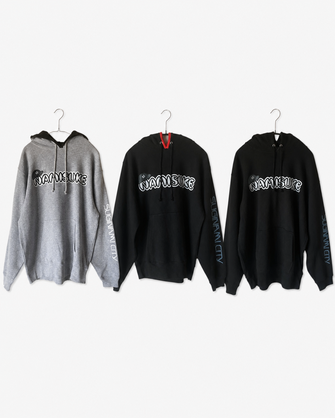 受注販売>DJ なみすけ ☆ プルオーバーパーカー(Black×Red/Mix Gray