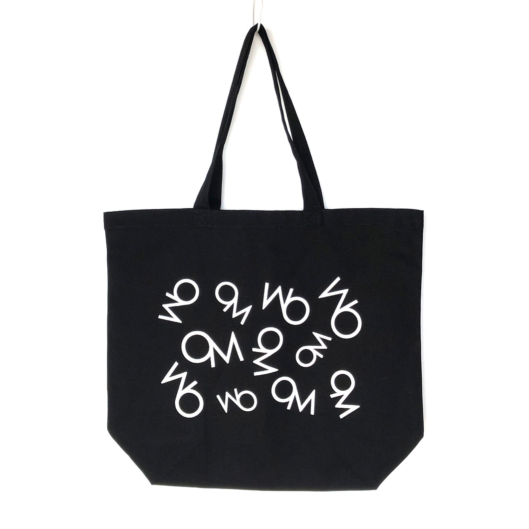 Organic Music Tote Bag B “Logo Pattern” Black x White