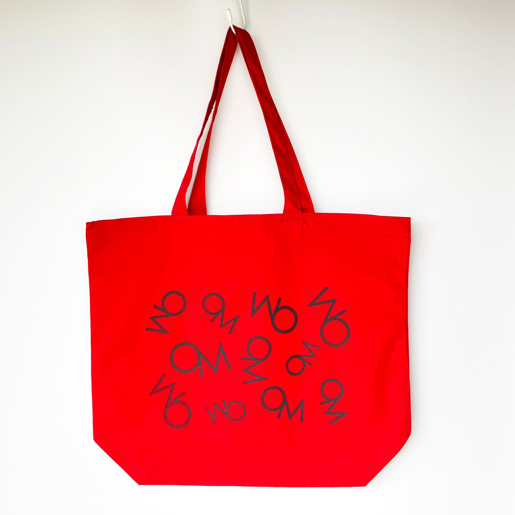 Organic Music Tote Bag B “Logo Pattern” Red x Black